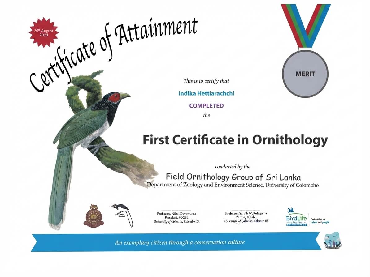 Ornithology certificate